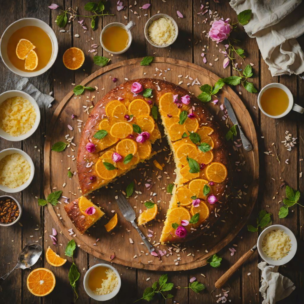 Orange-Cardamom Semolina Cake with Rosewater Syrup