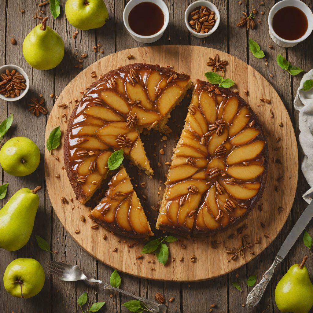 Spiced Pear Upside-Down Cake with Cinnamon Glaze