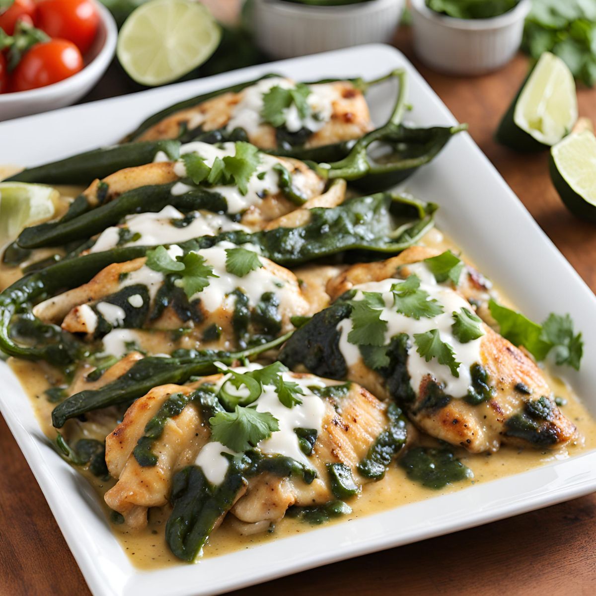 Pan-Seared Chicken with Charred Poblano and Cilantro-Lime Sauce