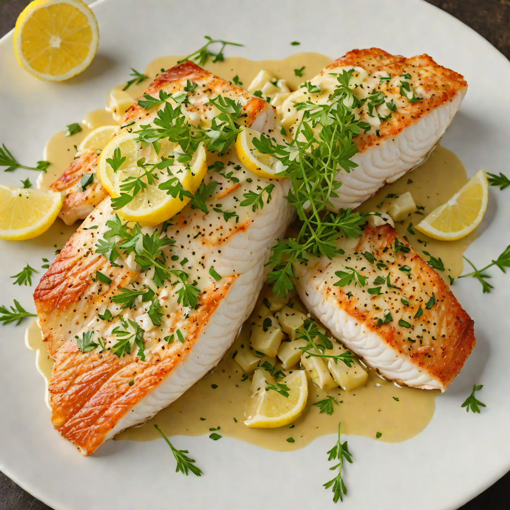 Pan-Seared Redfish with Lemon Butter and Garlic Herb Sauce