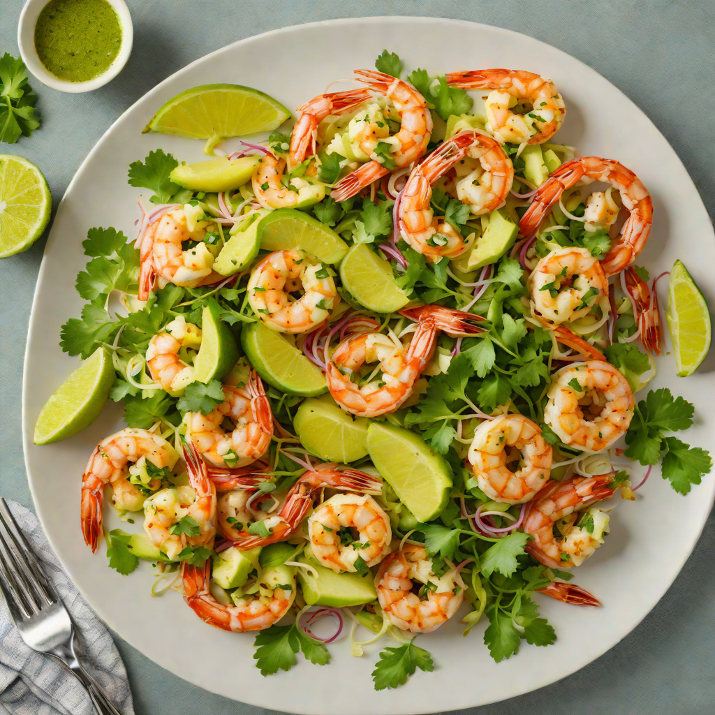 Sautéed Garlic-Lime Shrimp with Avocado-Cilantro Salad
