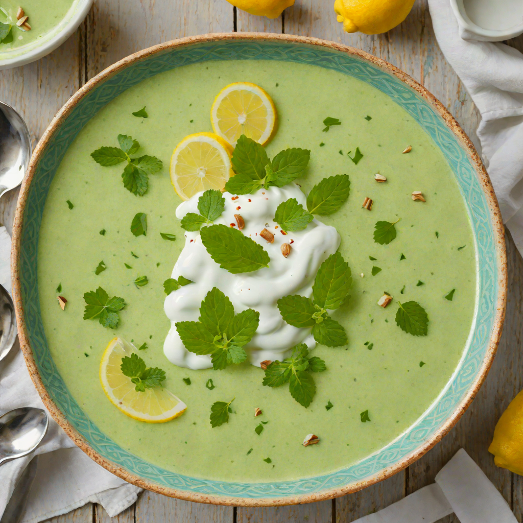 Chilled Cucumber-Mint Soup with Greek Yogurt and Lemon