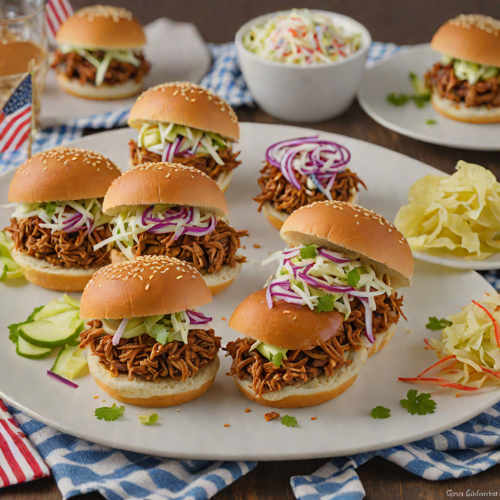 Fourth of July BBQ Pulled Pork Sliders with Tangy Coleslaw