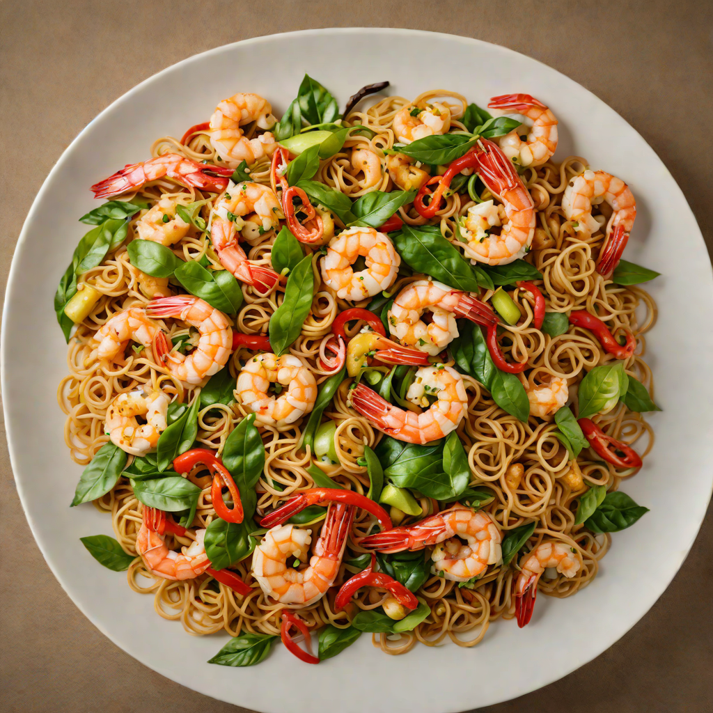 Stir-Fried Pad Kee Mao with Shrimp and Thai Basil