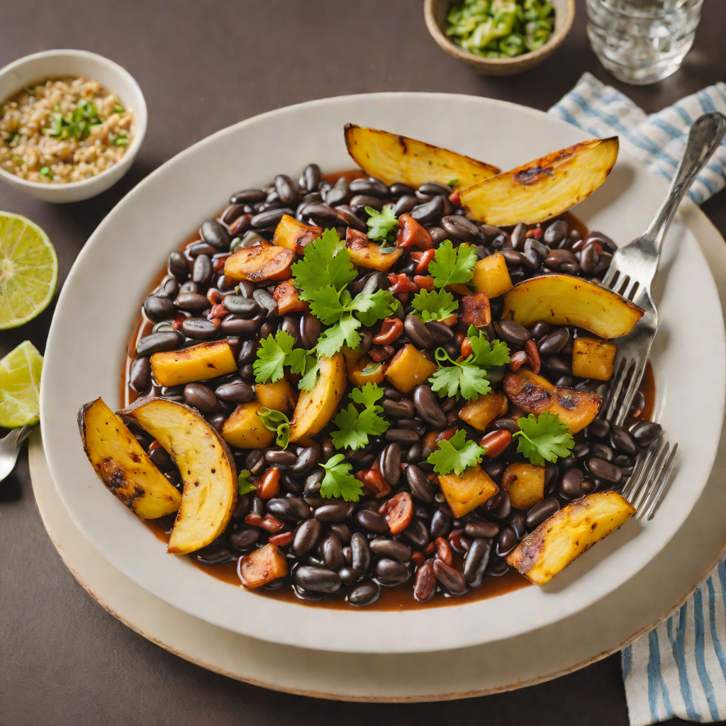 Stewed Guatemalan Black Beans with Toasted Plantains