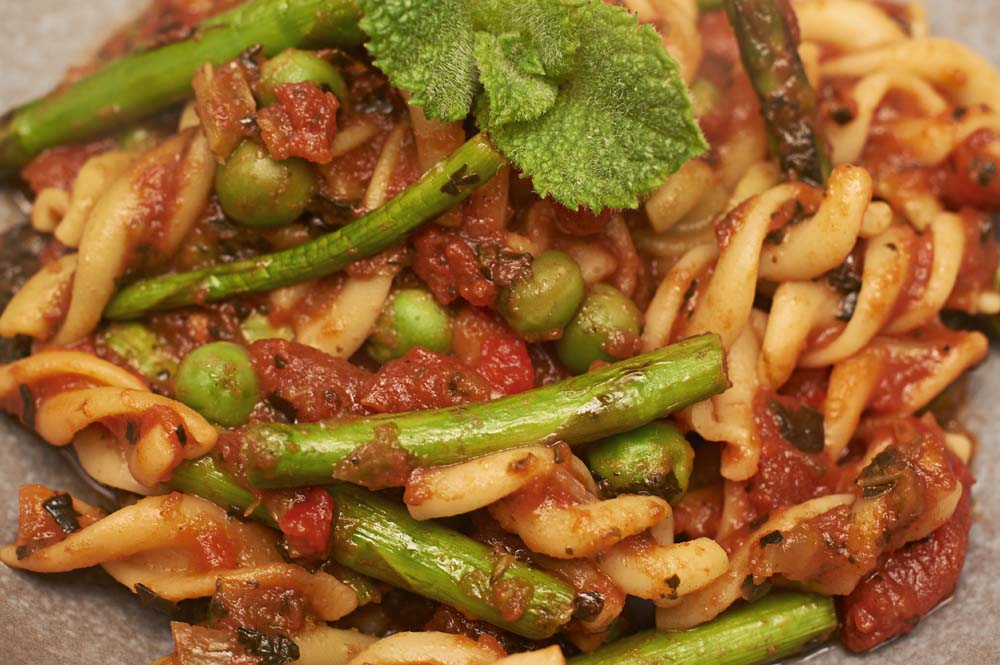 Asparagus-Pea Mint Pasta with Lemon Zest