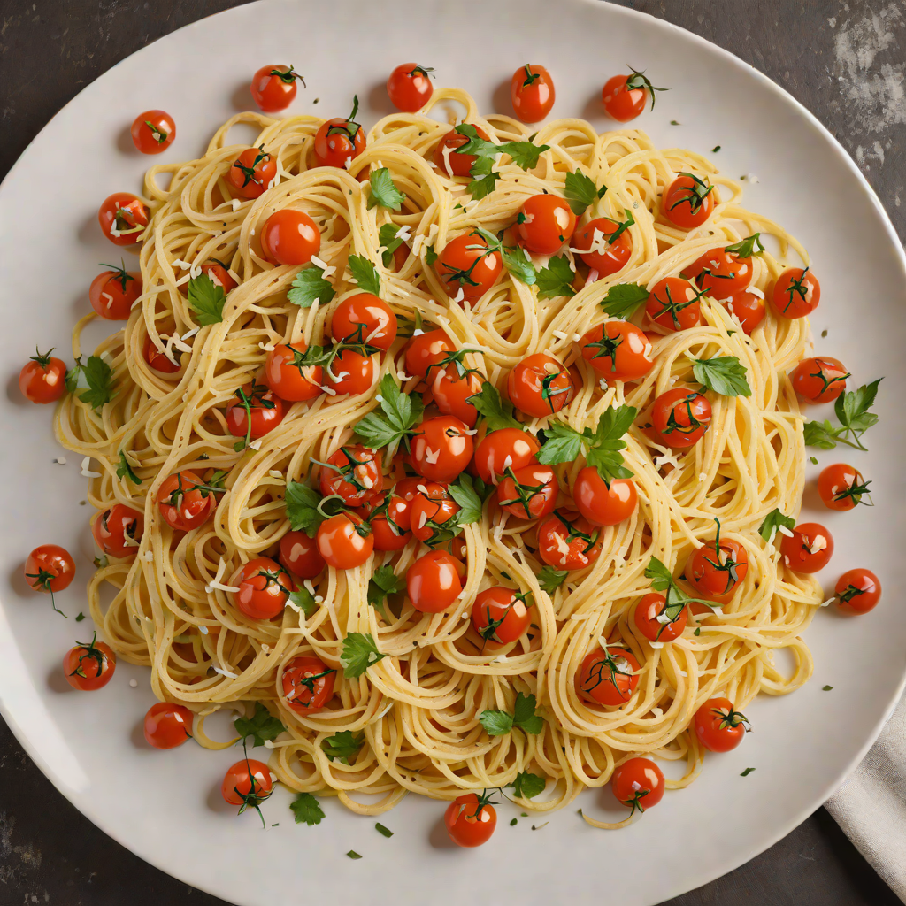 Parmesan Garlic Fettuccine with Roasted Cherry Tomatoes