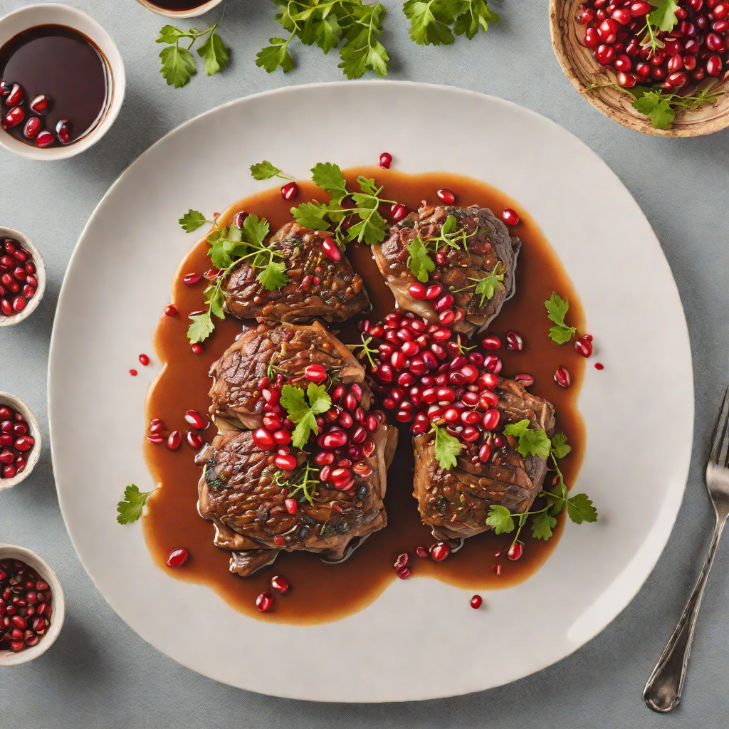 Slow-Braised Lamb Shoulder with Tart Pomegranate and Herb Sauce