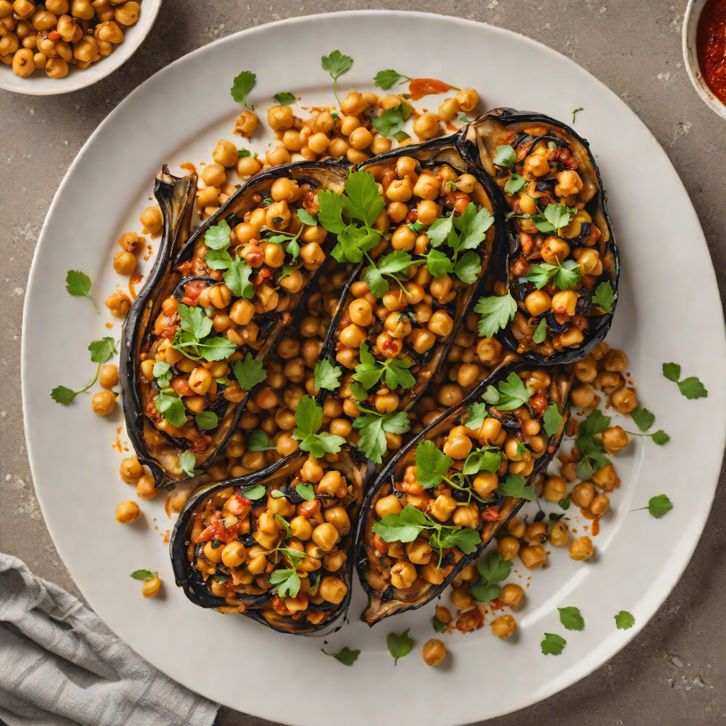 Baked Harissa-Spiced Eggplant with Chickpeas