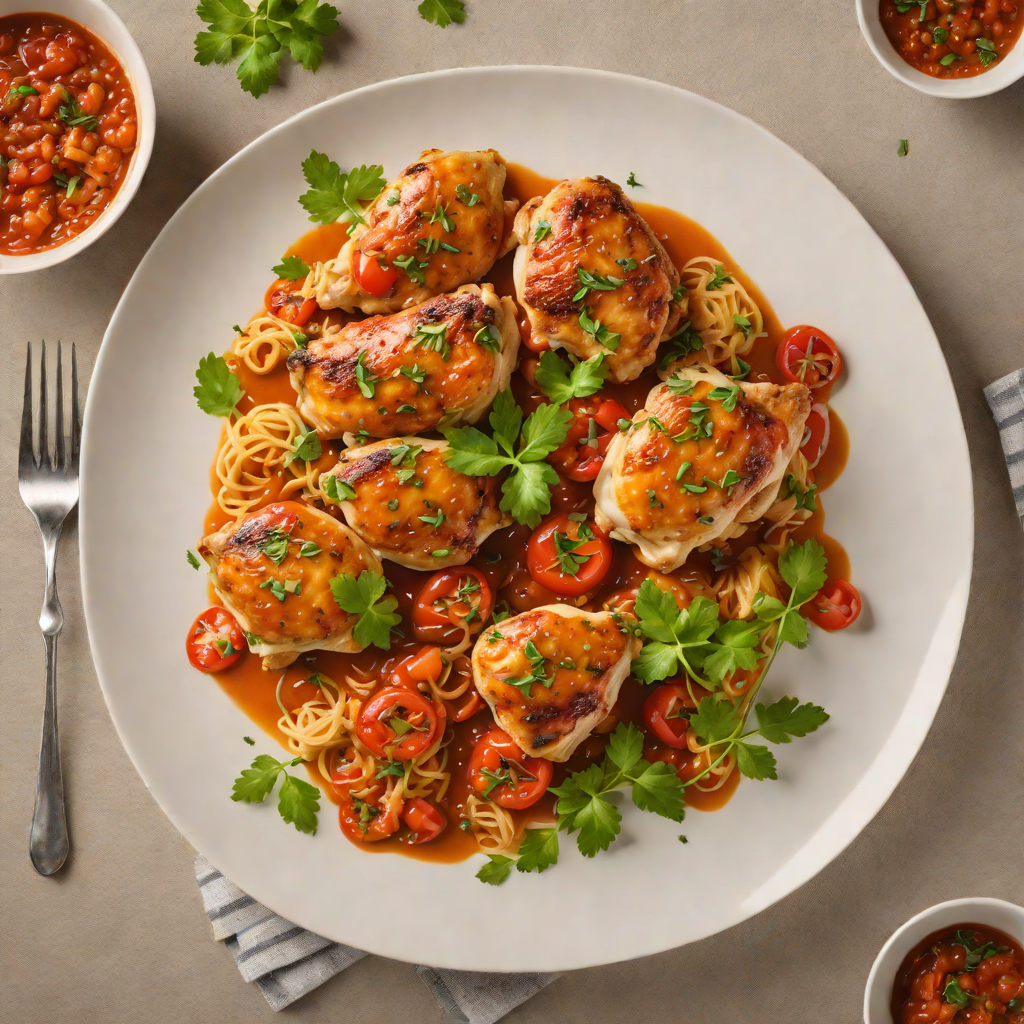 Pan-Roasted Chicken Thighs with Spanish Saffron and Tomato Sauce