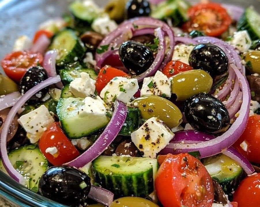 Olive Oil and Lemon Marinated Greek Salad