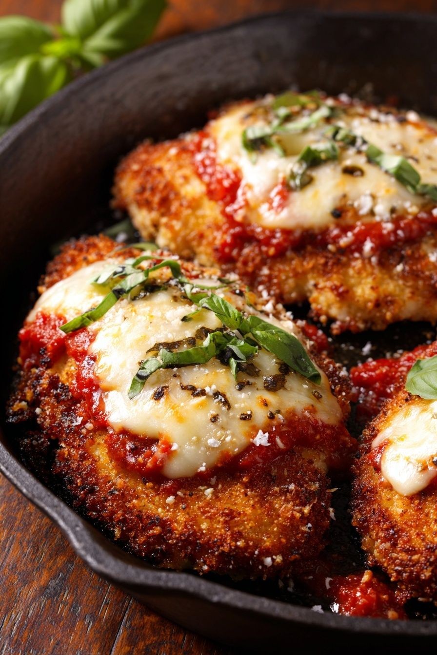 Pan-Fried Chicken Parmesan with Garlic Butter Sauce