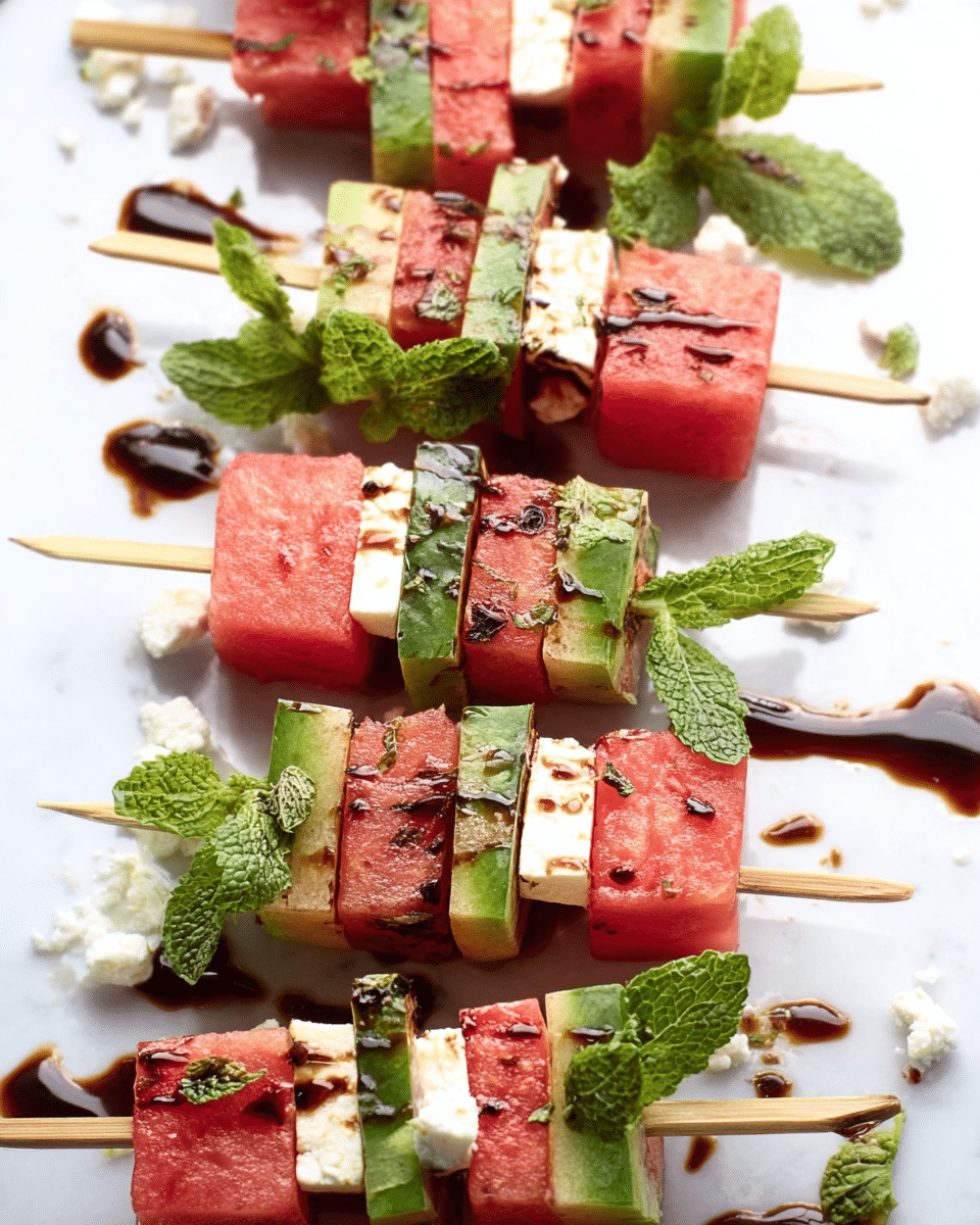 Watermelon, Feta, and Mint Skewers