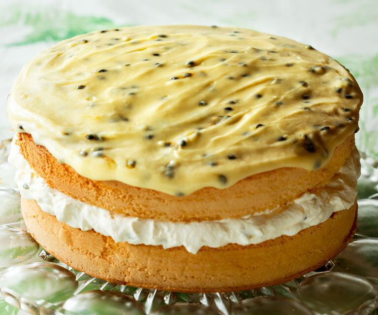 Lamington-Inspired Sponge Cake with Passionfruit Glaze