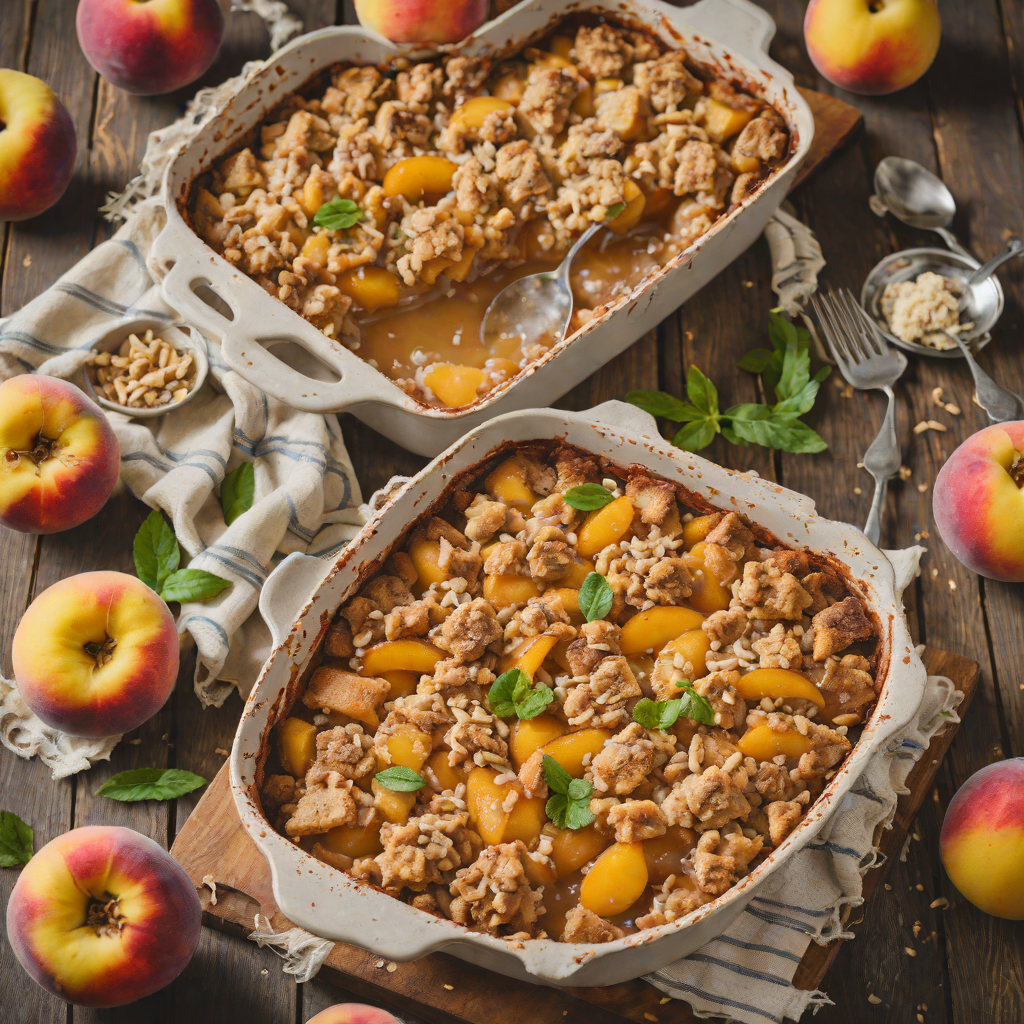 Quick Baked Peach Cobbler with Cinnamon Sugar Topping