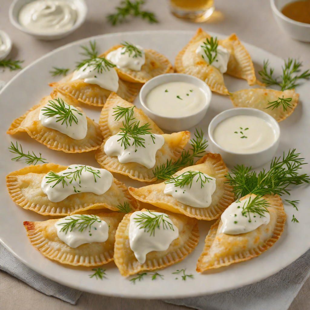 Potato and Dill Pierogi with Sour Cream Dip