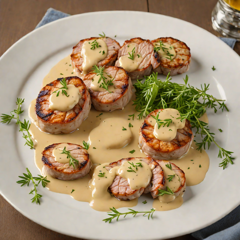Pan-Seared Pork Medallions with Thyme and Mustard Cream Sauce