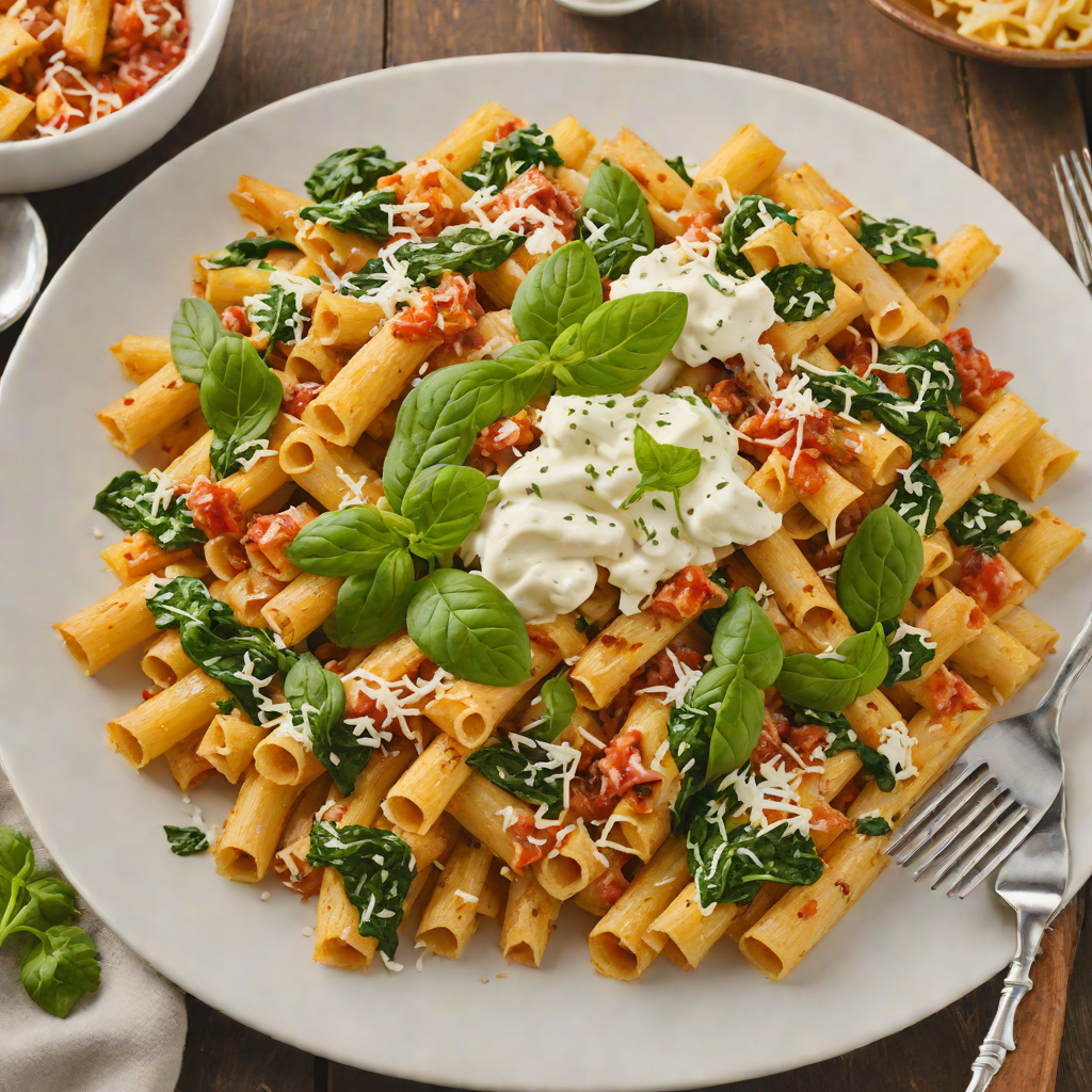 Baked Italian-Style Ziti with Ricotta and Spinach