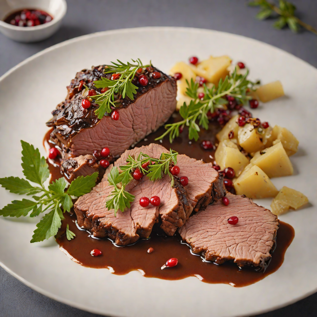 Slow-Cooked Kangaroo Shoulder with Wattleseed and Native Pepperberry