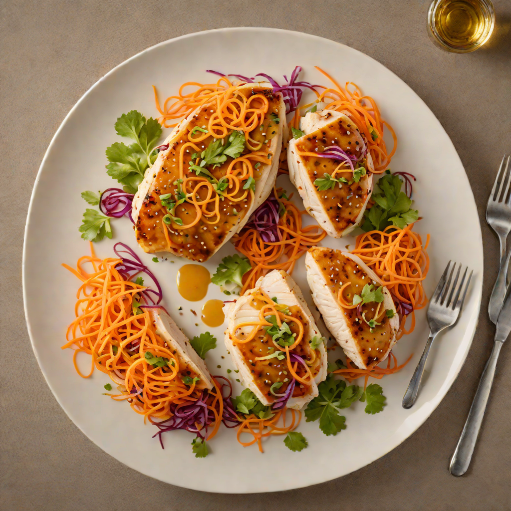Pan-Seared Chicken with Honey Mustard Glaze and Carrot Slaw