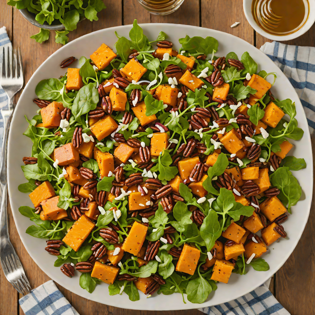 Maple-Glazed Sweet Potato and Pecan Salad with Bluegrass Honey Vinaigrette