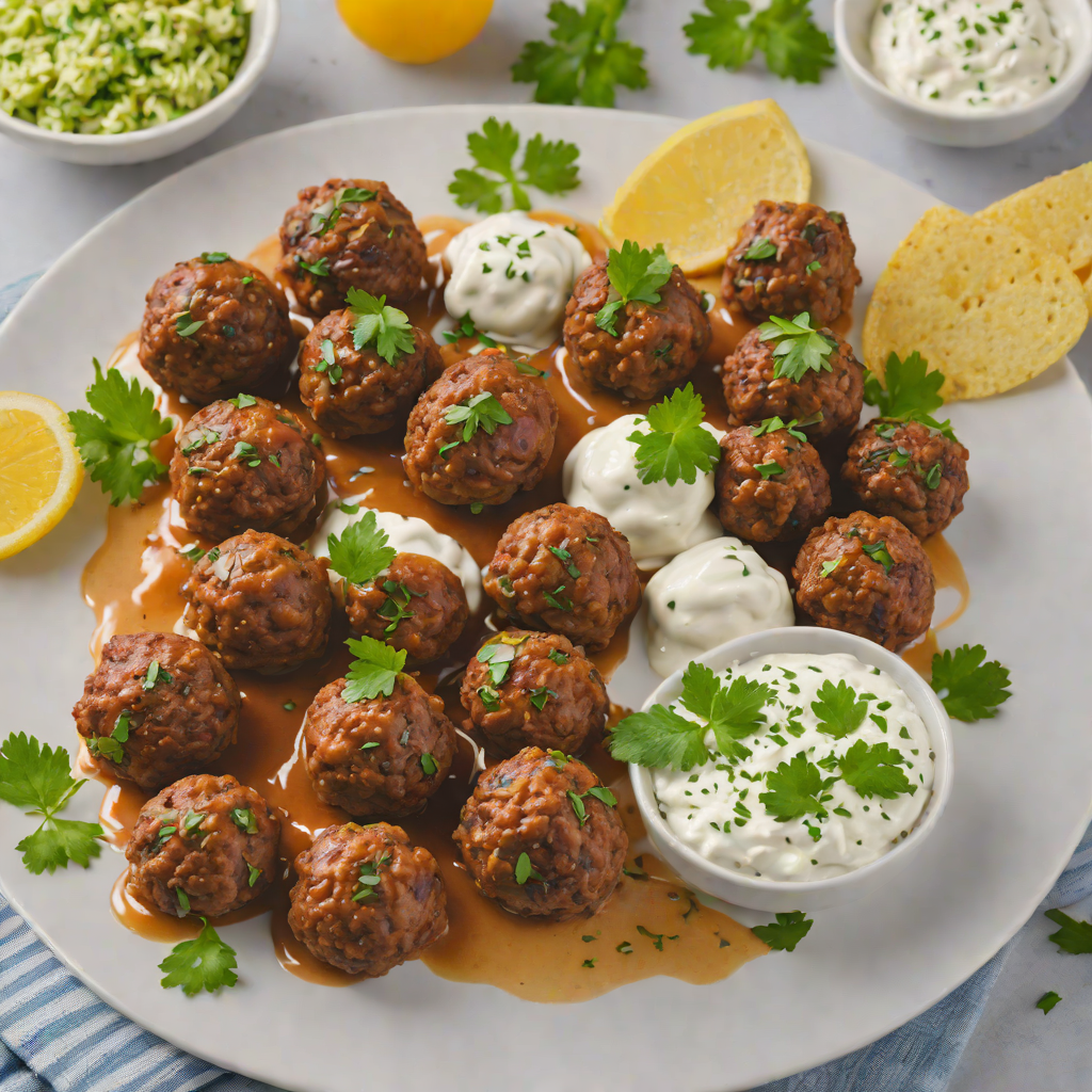 Lebanese-Inspired Lamb Kofta Meatballs with Tzatziki Dip