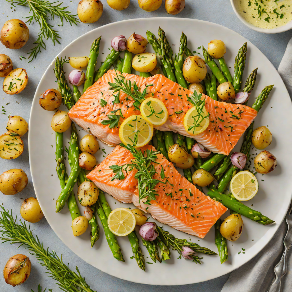 Sheet Pan Herb-Roasted Salmon with Asparagus and Baby Potatoes