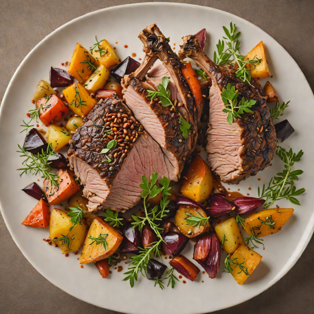 Slow-Roasted Lamb Shoulder with Aniseed Myrtle and Roasted Root Vegetables