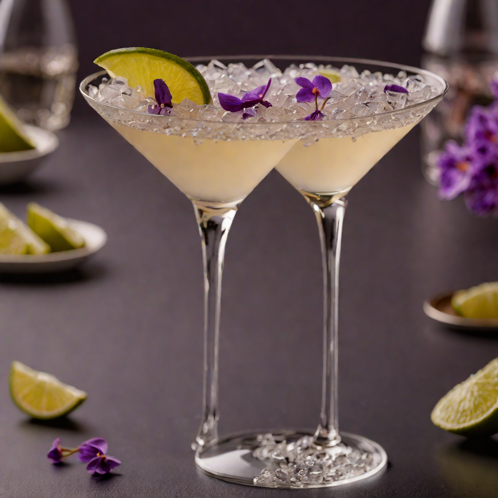 Gin Martini with Violet Liqueur Float