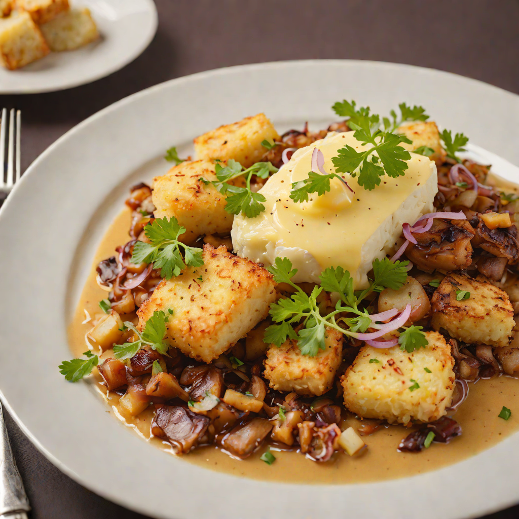 Dominican-Style Mangu with Sautéed Onions and Fried Cheese