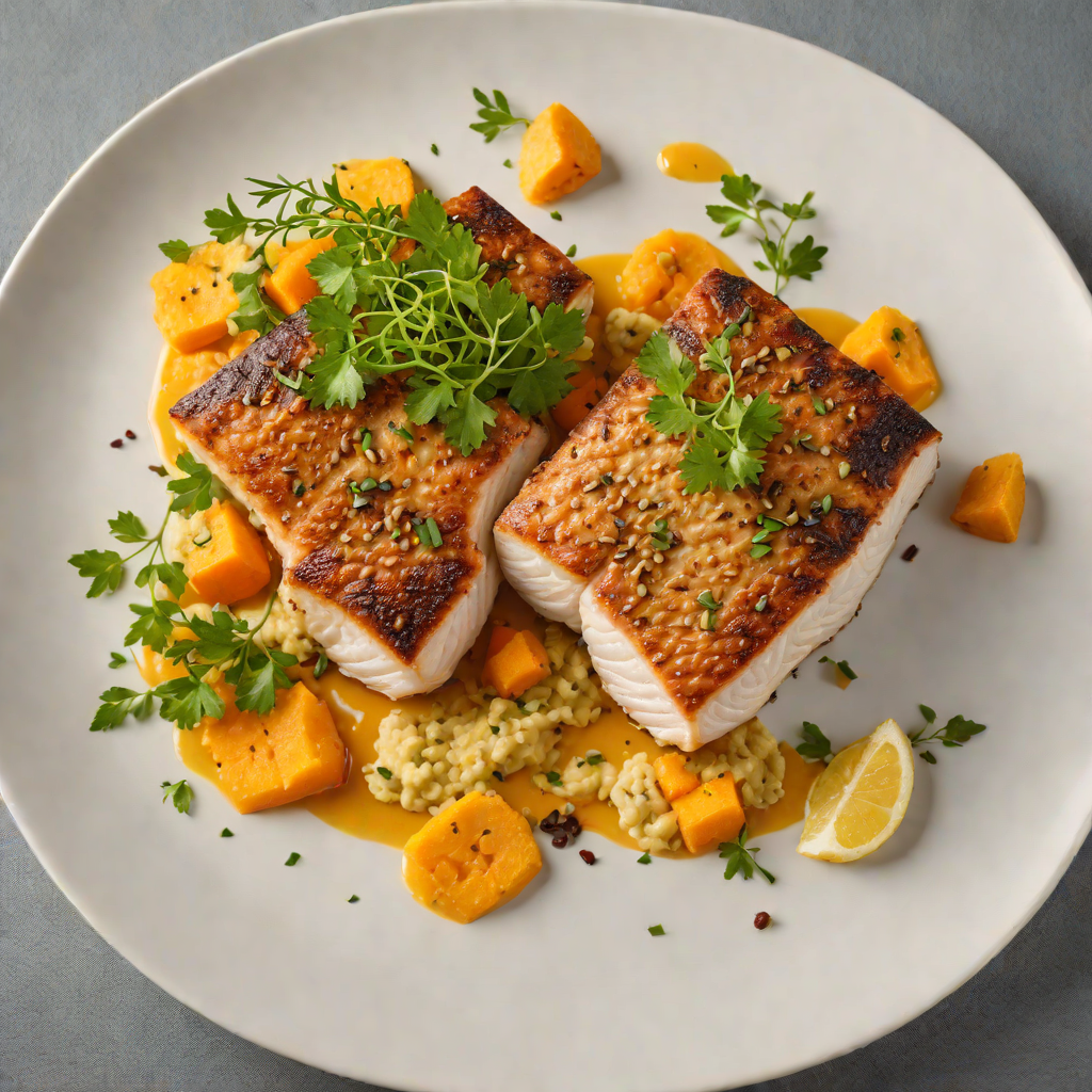 Pan-Seared Barramundi with Lemon Myrtle and Sweet Potato Mash