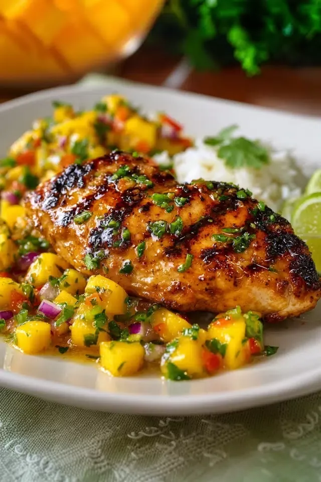 Caribbean-Spiced Roasted Chicken with Mango Salsa