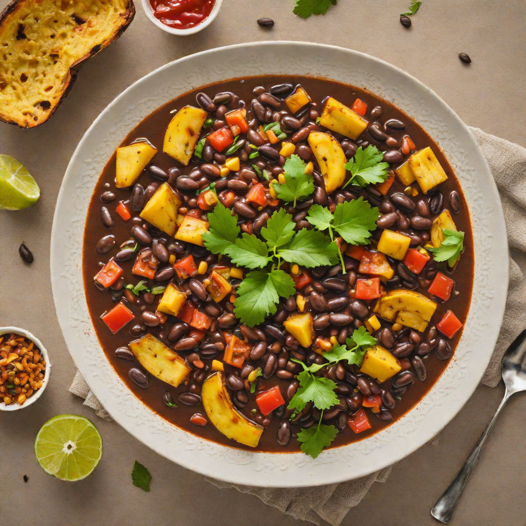 Spiced Dominican-Style Black Bean Stew with Plantains