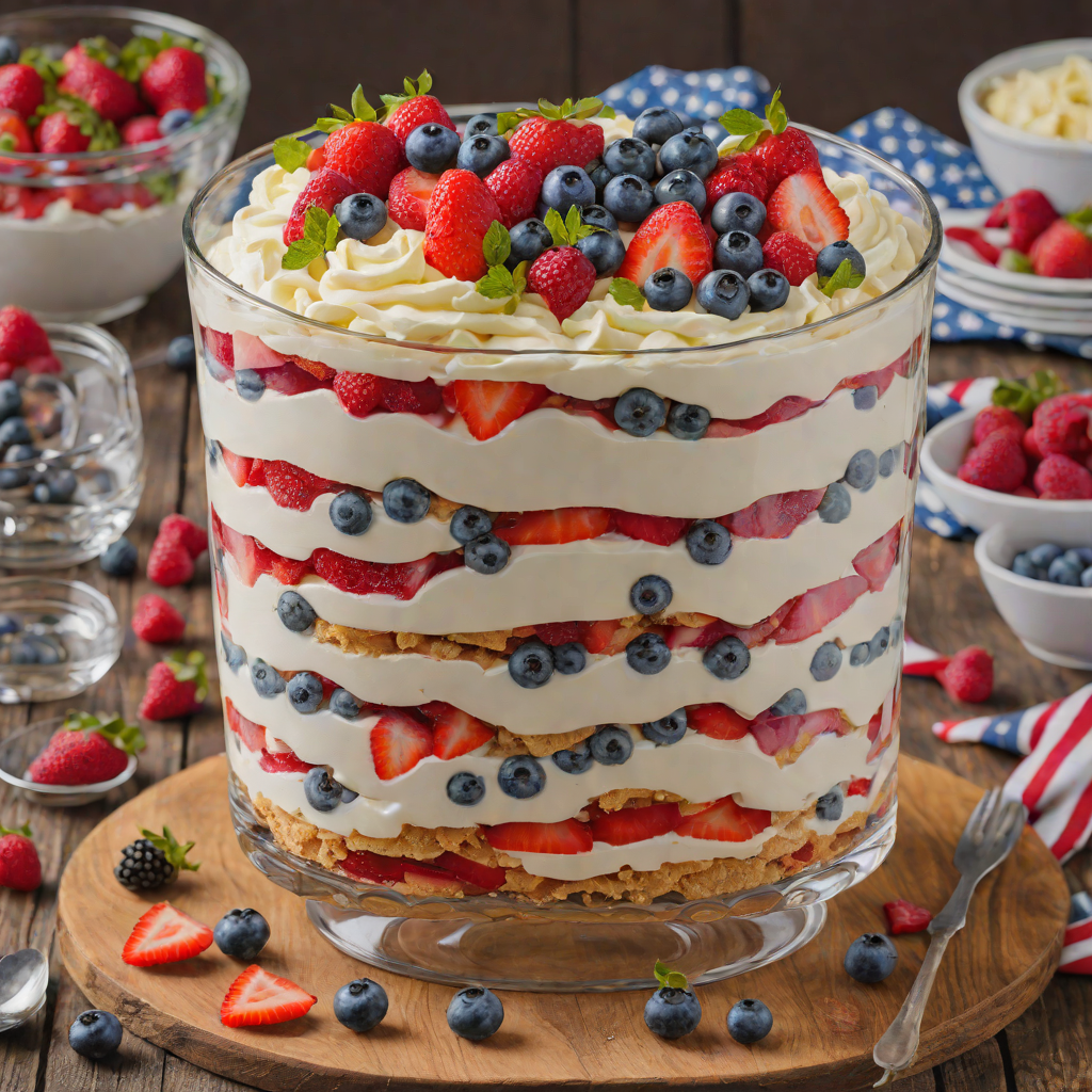 Layered Jello Trifle with Whipped Cream and Berries