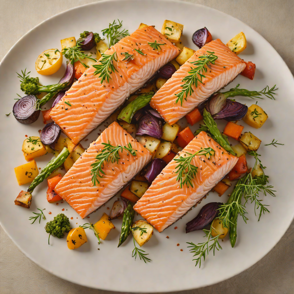 Pan-Seared Salmon with Roasted Old West End Vegetables