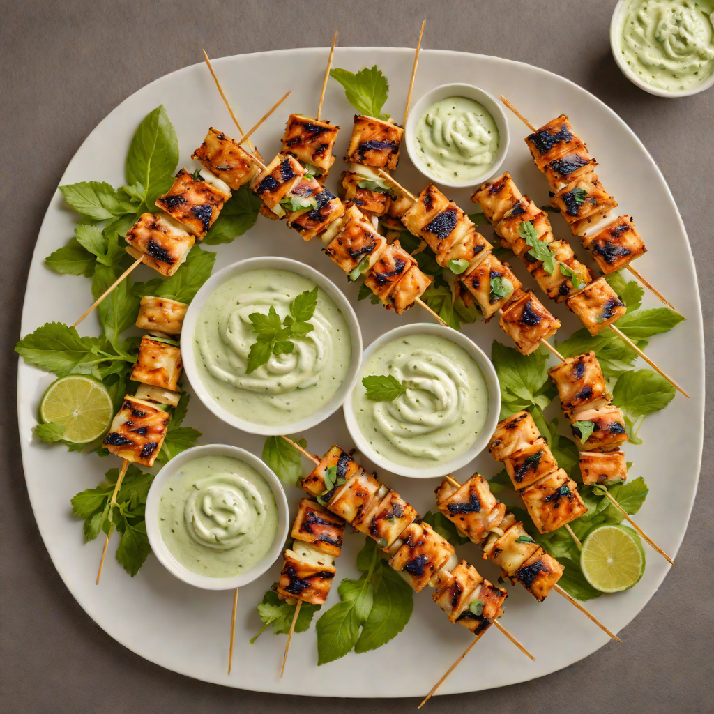 Grilled Courtside Chicken Skewers with Herb Yogurt Dip