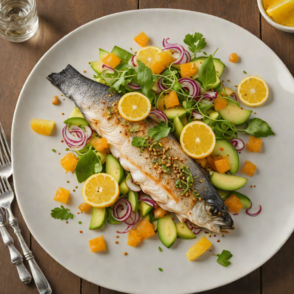 Pan-Seared Sea Bass with Citrus and Avocado Salad