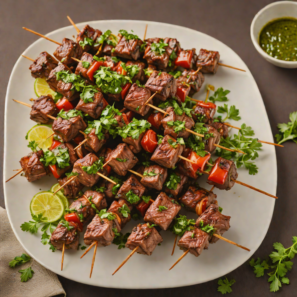 Churrasco-Style Fire-Roasted Beef Skewers with Chimichurri