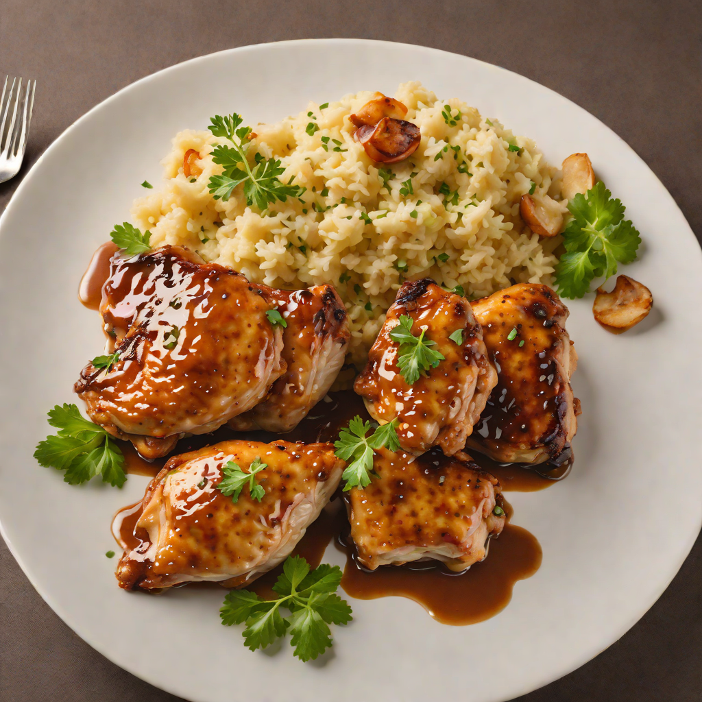Piano Bar Honey-Glazed Chicken Thighs with Roasted Garlic Mashed Potatoes