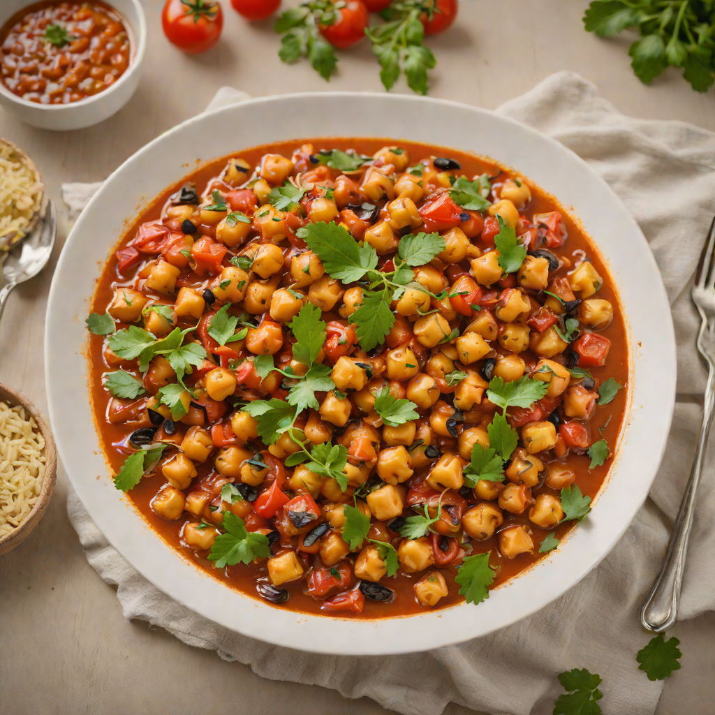 Baked Spicy Mediterranean Chickpea and Tomato Stew