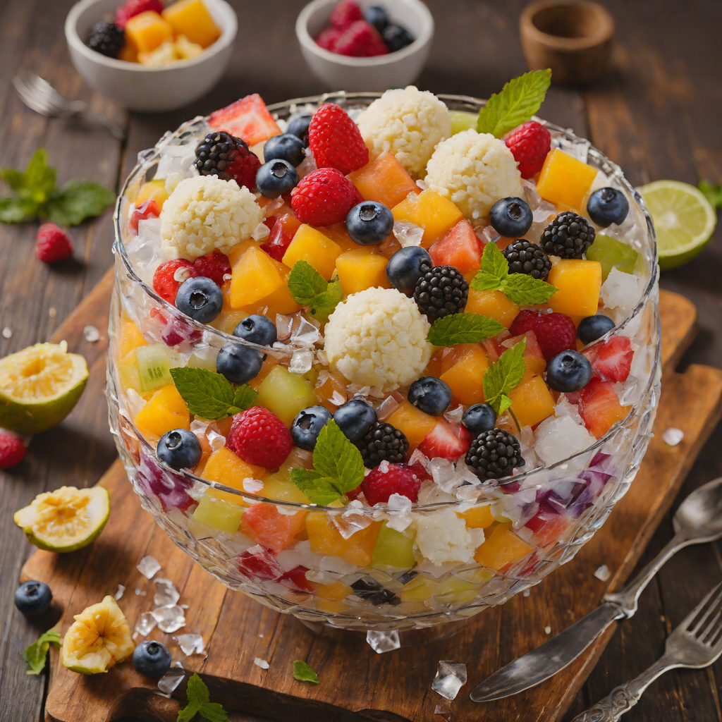 Halo-Halo Dessert with Mixed Fruits and Crushed Ice