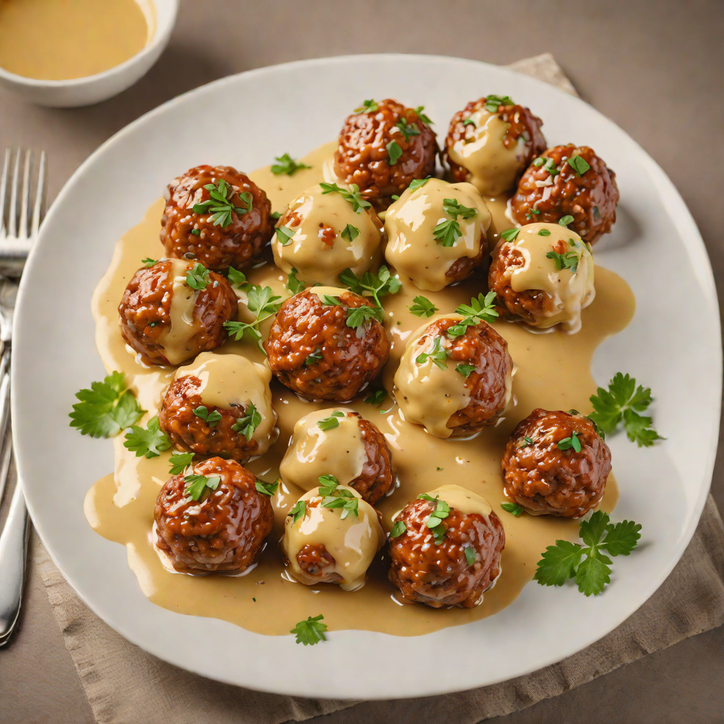 Cheese-Stuffed Pork Meatballs with Garlic Butter Sauce
