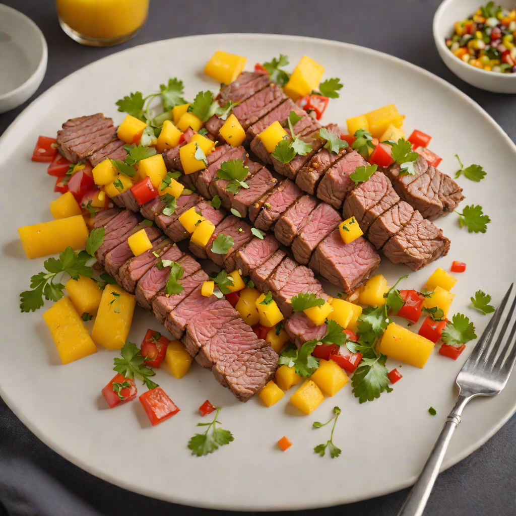 Pan-Seared Beef Strips with Spicy Mango Salsa
