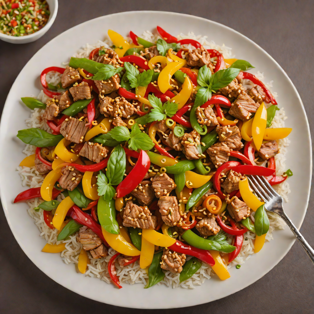 Spicy Pork Stir-Fry with Bell Peppers and Garlic Ginger Sauce