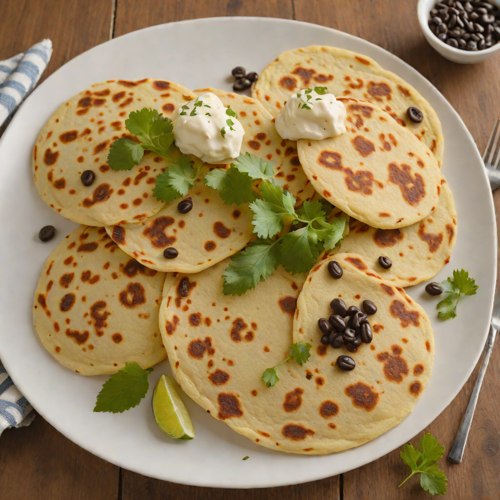 Pan-Fried Pupusas with Refried Black Beans and Quesillo Cheese