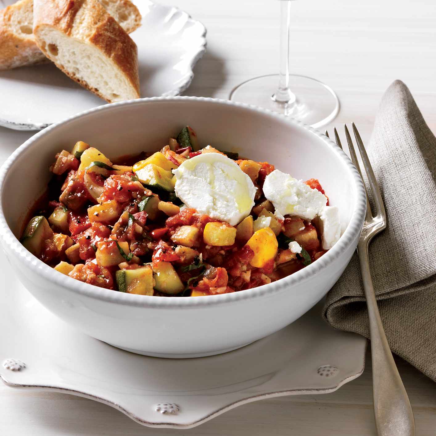 Sheet Pan Ratatouille with Goat Cheese