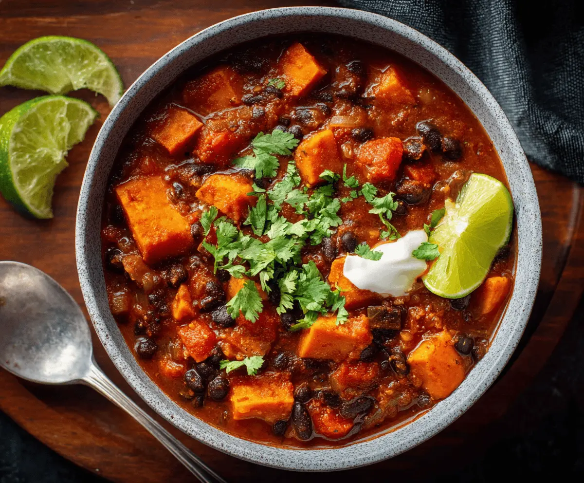 Spiced Texan Sweet Potato and Black Bean Chili