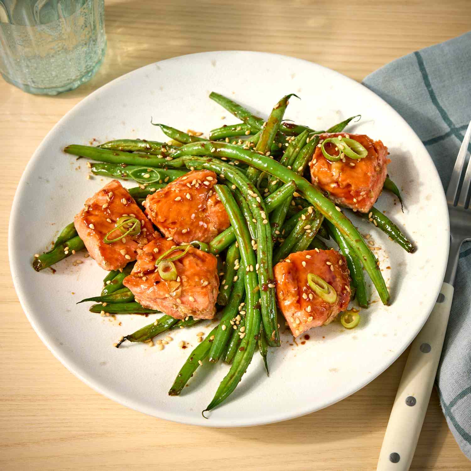 Grilled Miso-Glazed Salmon with Sesame Green Beans