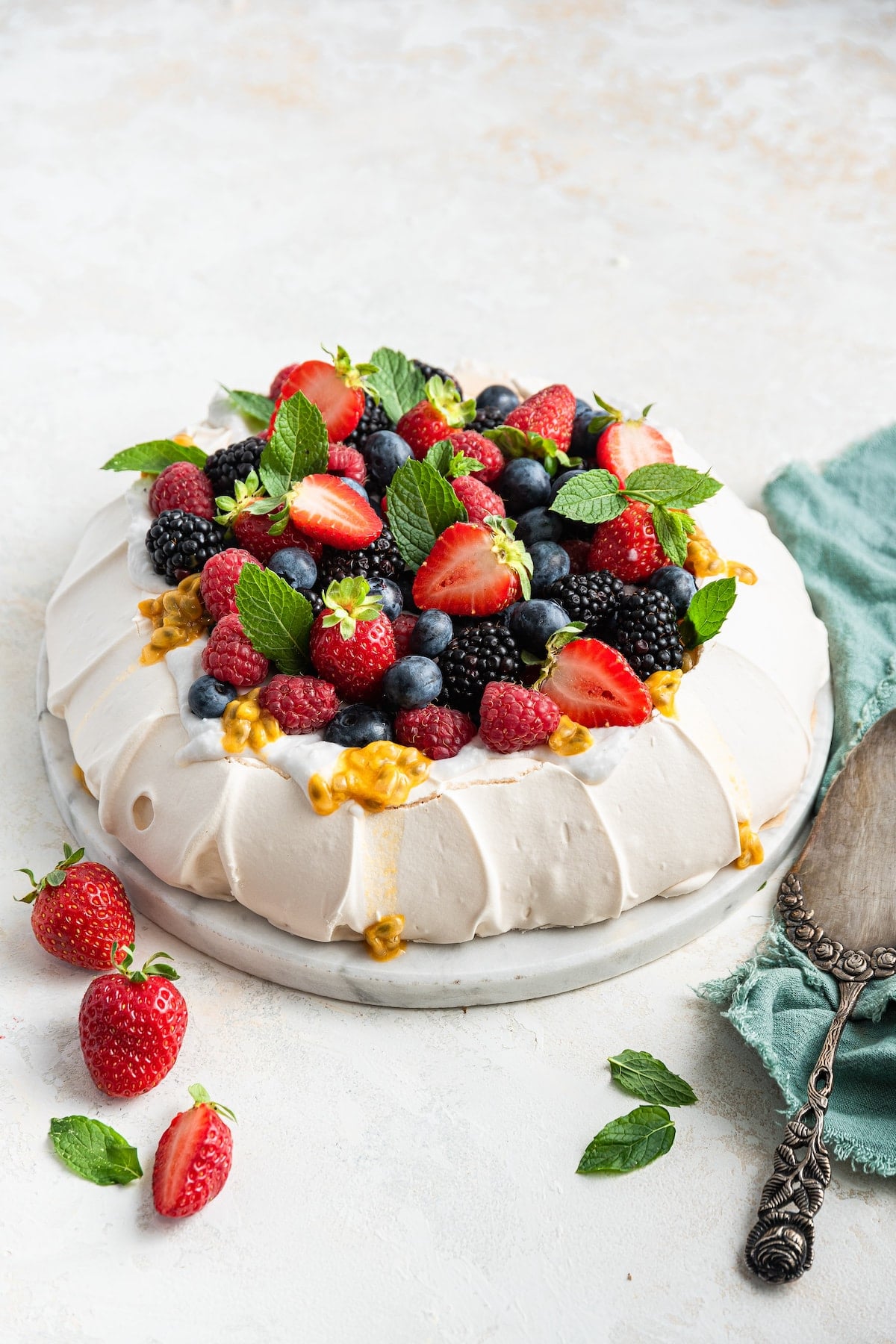 Finger Lime and Davidson’s Plum Pavlova with Macadamia Crumble