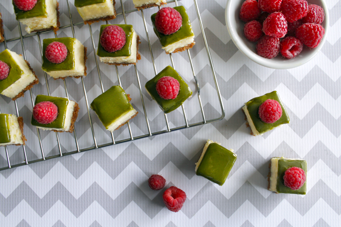 Mini Matcha White Chocolate Cheesecake Bites